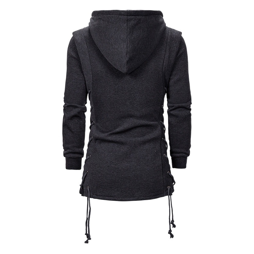 2023 Comercio exterior Amazon oscuro con capucha suelta suéter tamaño europeo de los hombres cremallera oblicua color sólido suéter de moda abrigo