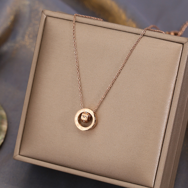 Rose gold titanium steel necklace female ins trend simple temperament versatile clavicle chain necklace pendant jewelry_ipsvogv.com