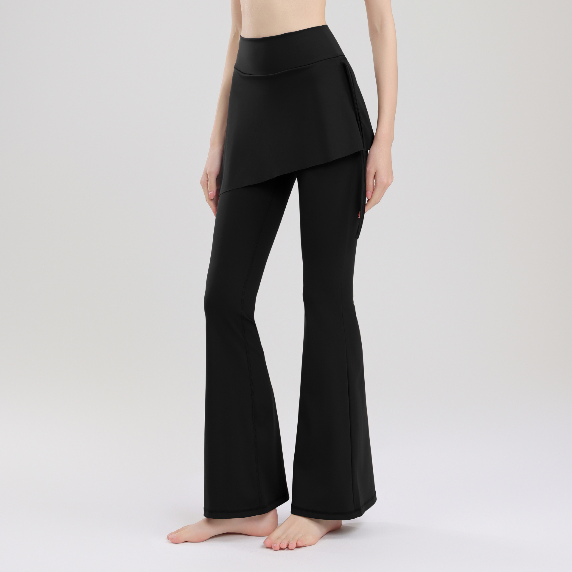 Finna Fuxi dos piezas de cintura alta pantalon de entrenamiento de gimnasio para correr con cuerdas laterales para cubrir la entrepierna entrenamiento de gimnasio pantalones de microescalado