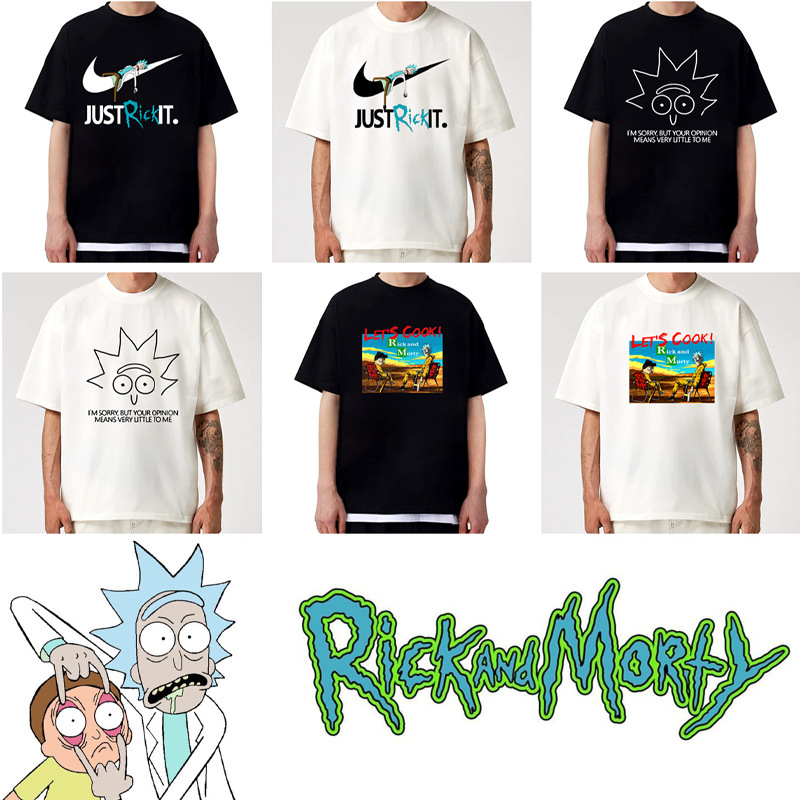 Rick and Morty Printed Short-Sleeved T-Shirt Rickand Morty Men's Loose Casual Trendy Anime Top Summer