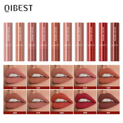 QIBEST クロスボーダーリップスティック マットベルベットマット仕上げ 発色が良い カップに付かない 色落ちしない 保湿 長持ち リップメイク