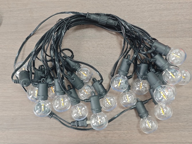 Guirnalda de luces LED con portalámparas E27 a prueba de agua, para exteriores, balcones, jardines, luces colgantes coloridas, iluminación para camping, decoración, cable con núcleo de cobre