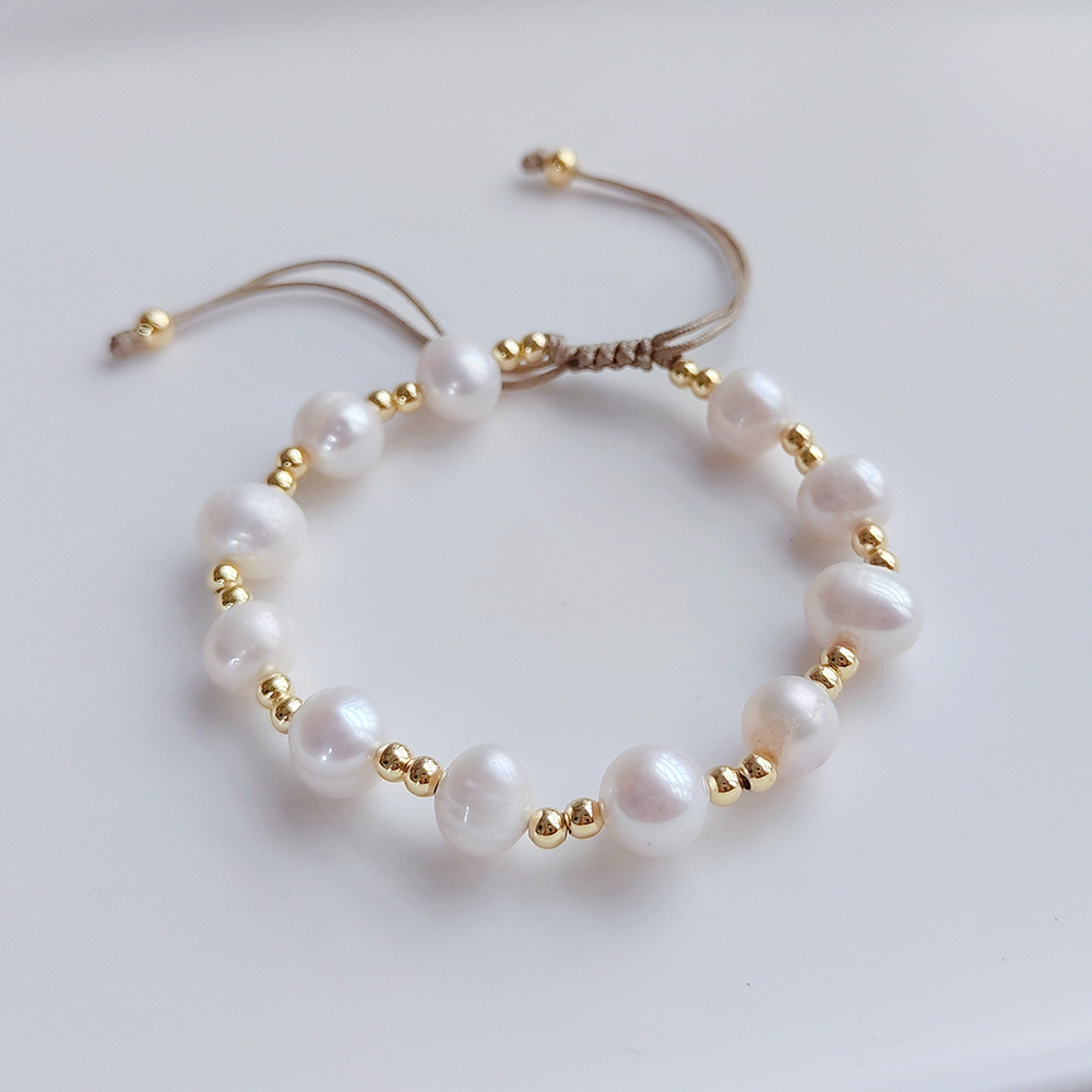 8g Weight Lady Ethnic Style Geometric Freshwater Pearl Soft Clay Copper Bracelets