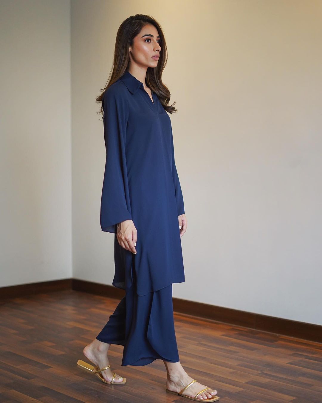 GraceChic Malaysia Women's 2024 Spring New Long Sleeve Shirt Wide Leg Pants Set Elegant Commuting Fashion Versatile_voghion.com