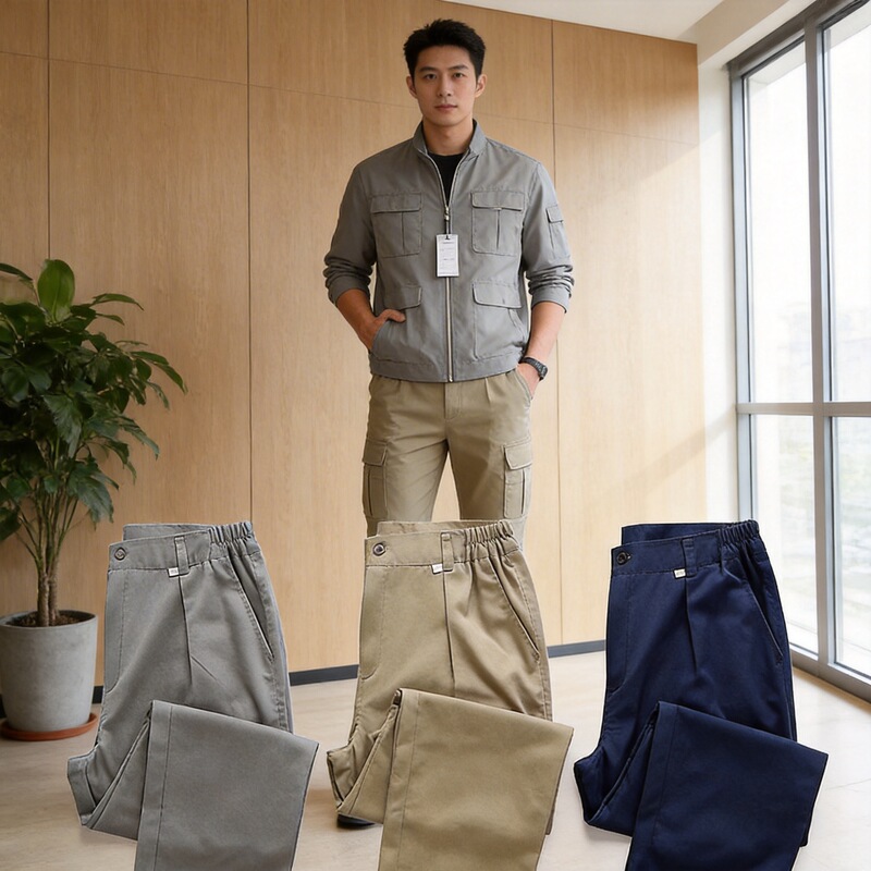 Japanese Men's Casual Pants Summer High-Waisted Straight-Leg Workwear Pants Heavy-Duty Vintage Multi-Pocket Loose Wide-Leg Casual Long Pants