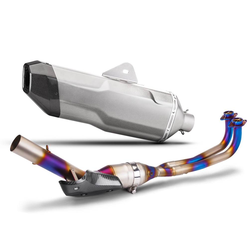Motorcycle Exhaust Modification T-Max560 Stainless Steel Front Section with Carbon Fiber Anti-Scalding Cover + K198 Carbon Fiber Tail Section