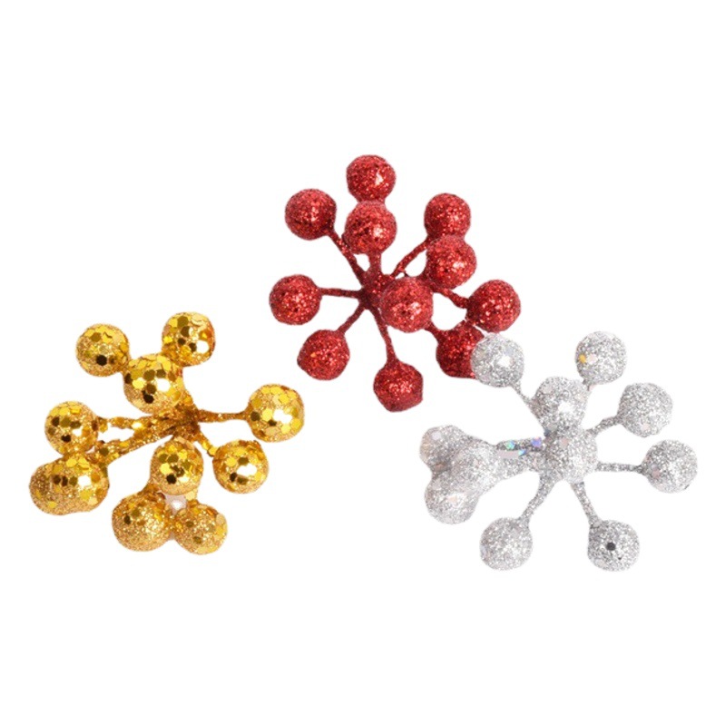 Navidad decoraciones 12 oro rojo plata brillo simulación fruta cadena árbol de Navidad guirnalda DIY Accesorios Decoración