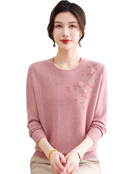 Spring knitted body-friendly fashionable thin long-sleeve with a…