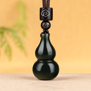 Natural old material Hetian jade ink Jade gourd jade pendant men's pendant women's jade pendant high-grade jade wholesale