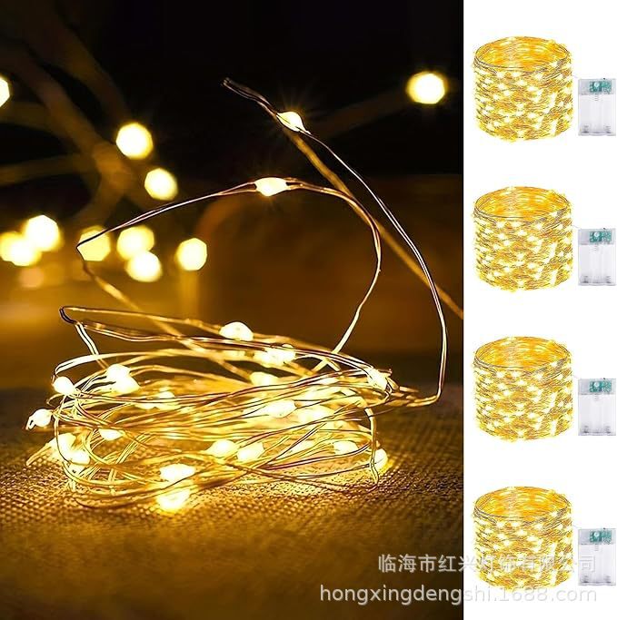 Fairy Light Battery Powered Timer Silver Wire Mini Waterproof Cuttable Flashing Christmas Light String for Home