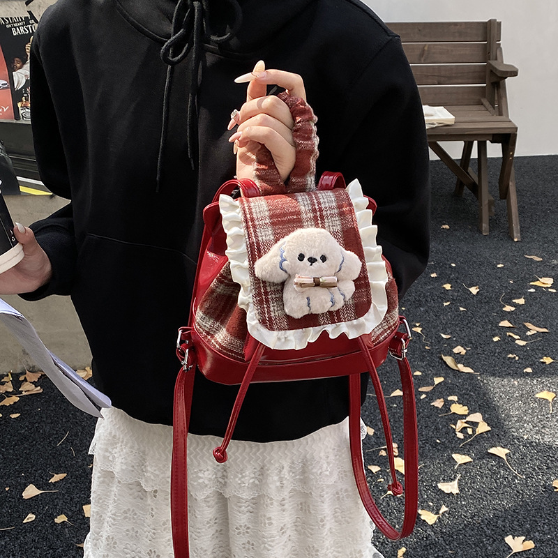 2025 otoño y invierno nueva mochila infantil caricatura lindo cachorro bebé mochila escolar para niños y niñas mochila a cuadros