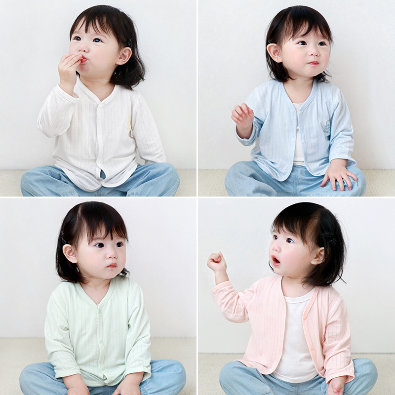 Ropa de protección solar para bebés Ropa de verano para niños Tops finos con aire acondicionado Chaquetas de punto para niños y niñas para salir Chaquetas para bebés