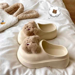 Summer 2025 Explosions Sweet Baotou Half-support Sandals and Slippers for Home Wear Korean-style Wear-resistant Non-slip Mute Heel Height Increase