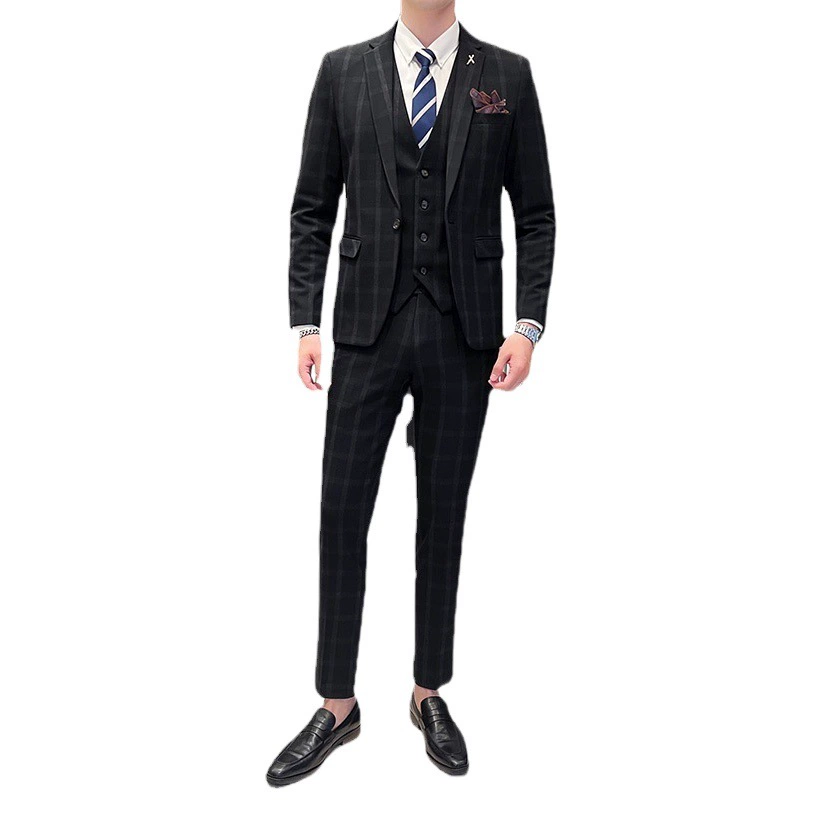 Костюм для жениха, мужской костюм-тройка, повседневное деловое вечернее платье, свадебное платье, британский клетчатый костюм, мужской