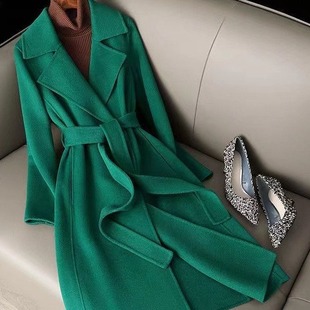 2023 New Autumn and Winter Style Ladylike Style Small Double-sided Velvet High-end Double-sided Woolen Outwear Slim Mid-length