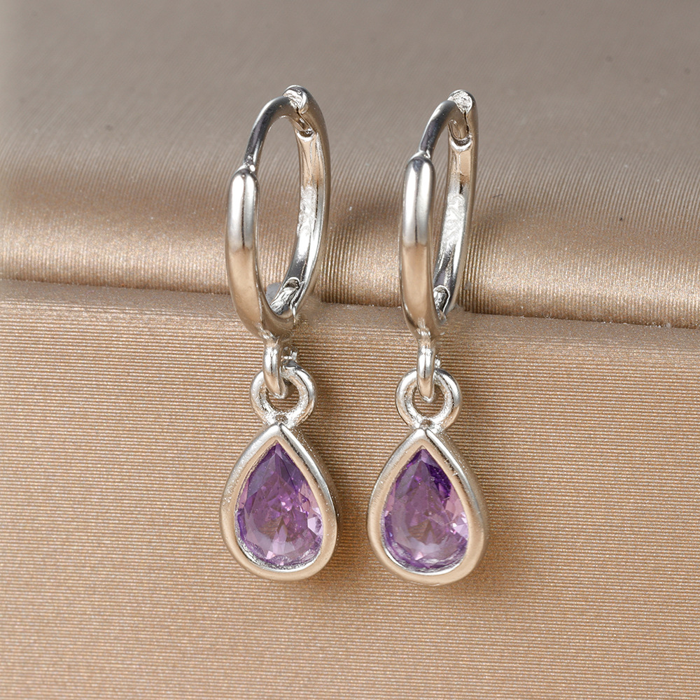 1 Pair Ig Style Simple Style Water Droplets Plating Inlay Copper Zircon Drop Earrings display picture 11