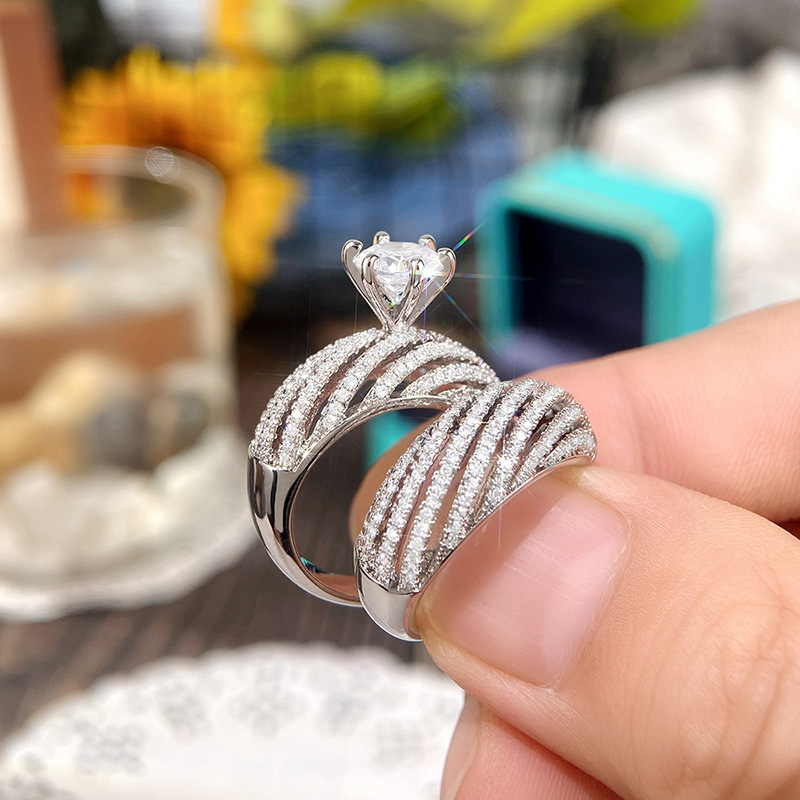 Shiny Geometric Copper Inlay Zircon Rings display picture 3