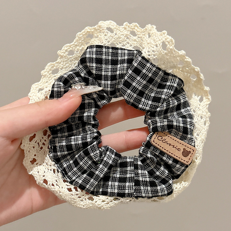 Ballet estilo encaje intestino grueso lazo para el cabello de alto valor con cola de caballo cuerda para el cabello flor para la cabeza niña de verano bola cabeza cuerda para el cabello accesorios para el cabello