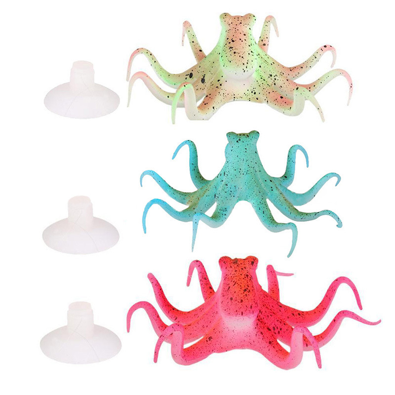 Fish Tank Landscape Night Fluorescence Simulation Ocean Octopus Octopus Puffer Fish Squid Fairy Aquarium Landscape Decoration