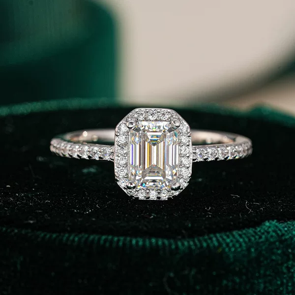 Korean Style Jewelry Moissanite Personalized Ladder t Square S925 Silver Ring Women's Rock Candy Square Accessible Luxury Hand Jewelry Emerald