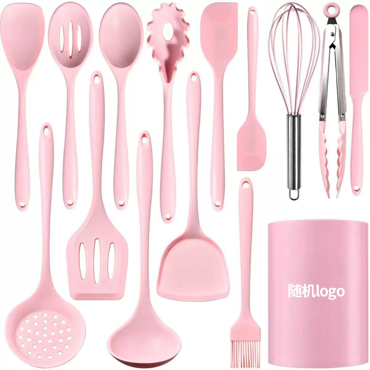 Juego de utensilios de cocina de silicona de 12 piezas, grado alimenticio, resistente al calor, incluye espátulas y cucharas, venta al por mayor transfronteriza