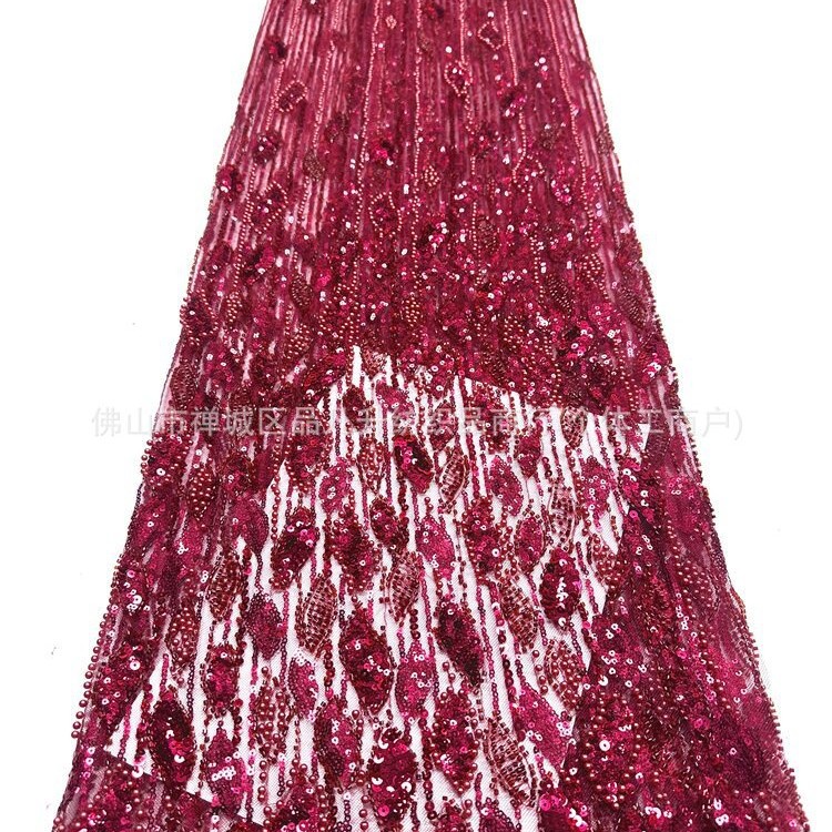 Fábrica directa tridimensional bolsas de perlas tubo bordado tela de alta gama vestido de boda moda cena vestido de tela
