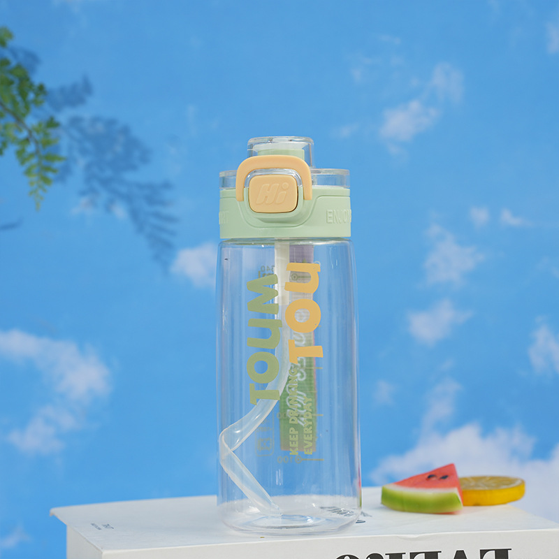 Vaso deportivo personalizado, gran capacidad, vaso portátil con pajita, vaso para fitness al aire libre con asa, vaso de agua de plástico simple, vaso espacial