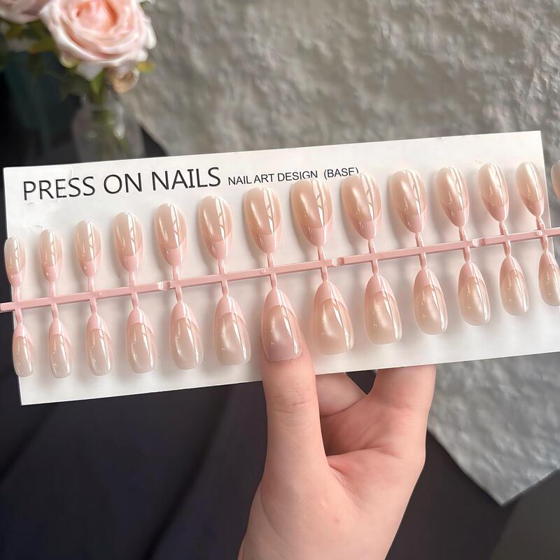 Double-Layer Injection Molded Powder French Cat Eye Gel Soft Nails 30 Pieces Almond-Shaped Nail Art Amazon Tk Press-On Nails Wholesale Double-Layer Injection Molded Powder French Cat Eye Gel Soft Nails 30 Pieces Almond-Shaped Nail Art Amazon Tk Press-On Nails Wholesale