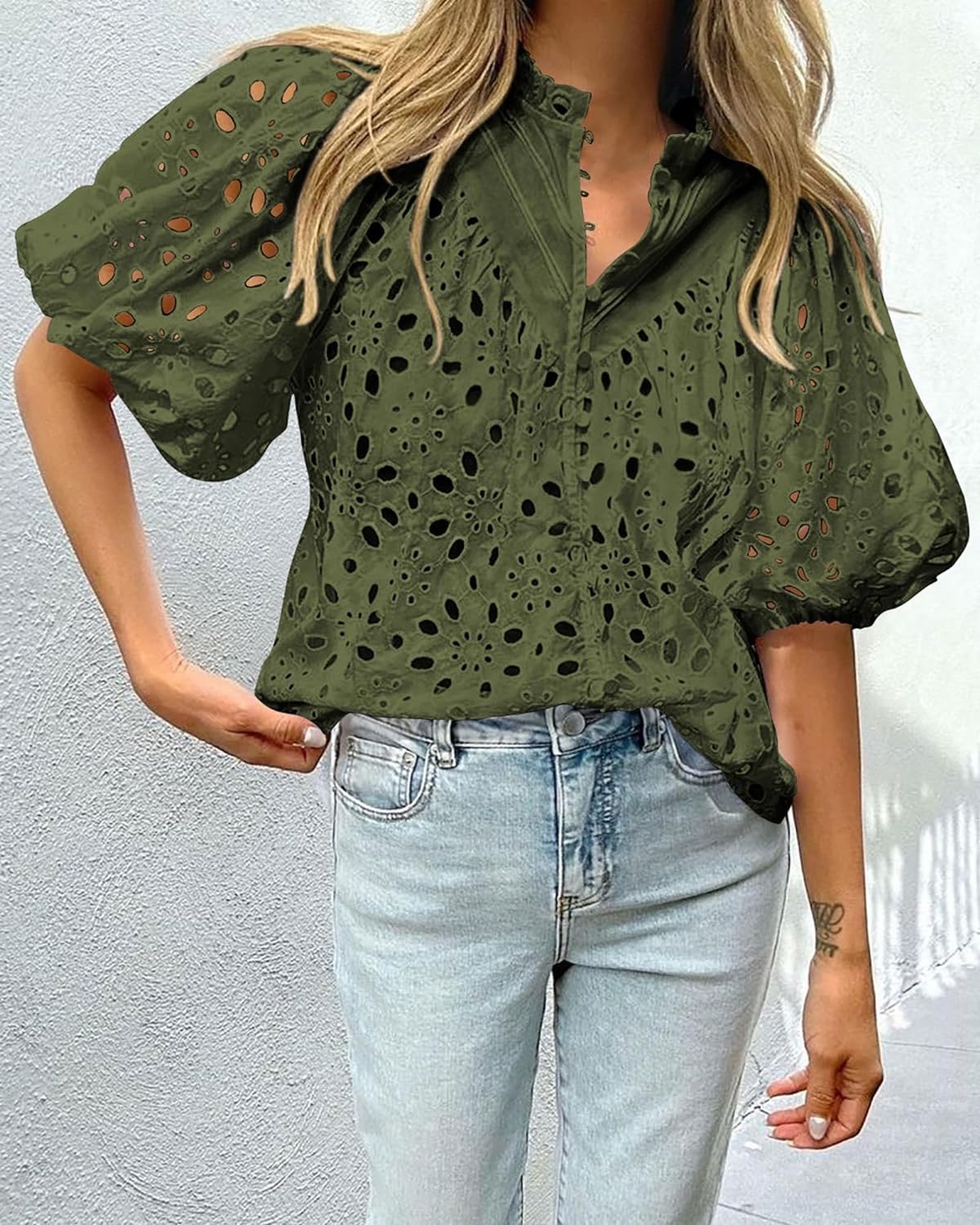 210g Weight Half Sleeve Sleeve Length Puff Sleeve Sleeve Type Polyester Fabric Type Regular Top Length T-shirt Tops Type Holiday, Daily Occasion Standing Collar Neckline Loose Fit Type Solid Color Pattern Summer Season Women's Gender Patchwork Design Vacation Style Wholesale Women's Vacation Solid Color Half Sleeve Patchwork T-Shirts 无