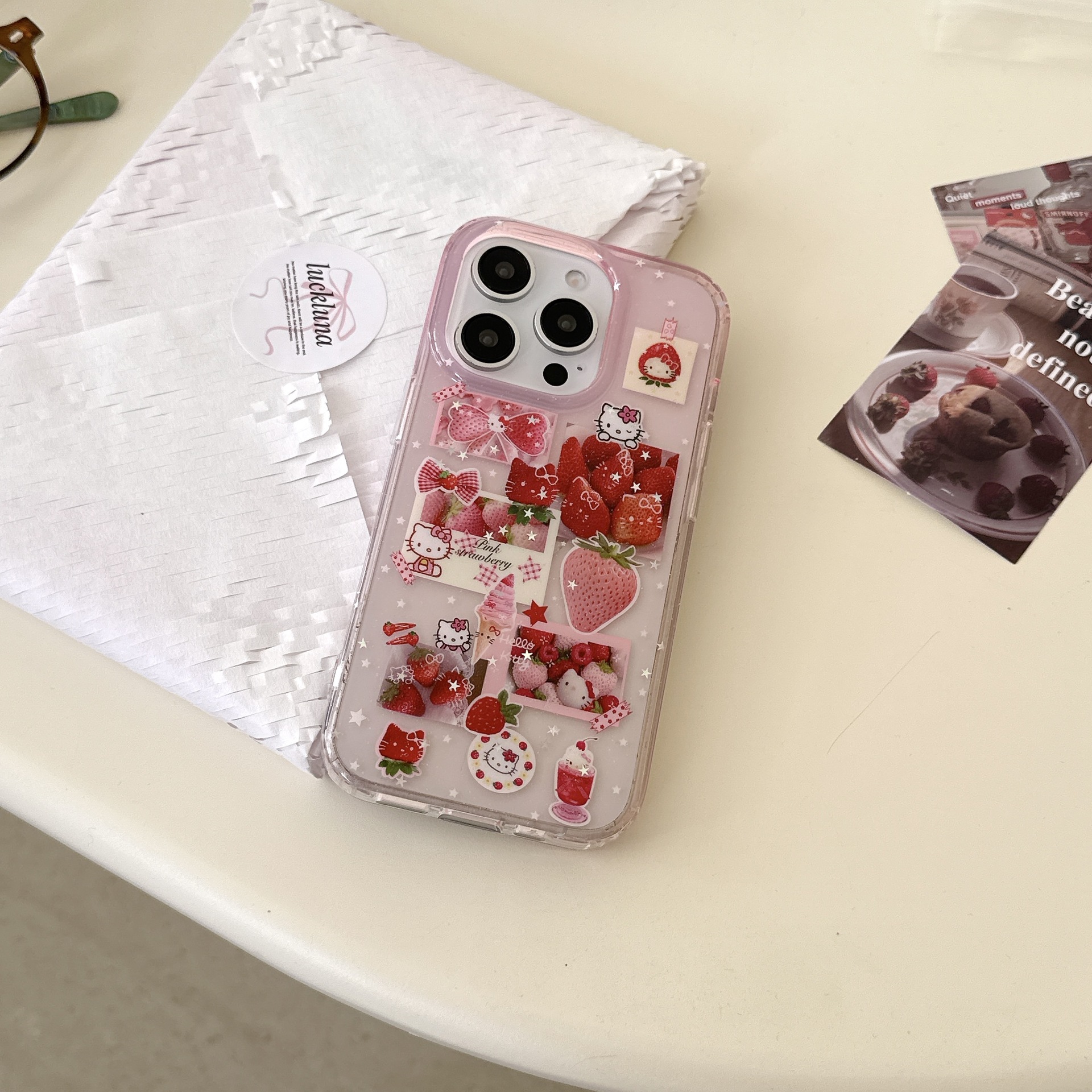 Fresa de estrella brillante fina de verano para Apple 16ProMax funda para teléfono 15/14 Girl 15Pro New 13