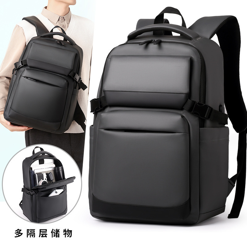 New Cross-Border Simple Business Backpack for Men, Leather Film, Solid Color, Large Capacity, Business Trip, Travel Laptop Backpack New Cross-Border Simple Business Backpack for Men, Leather Film, Solid Color, Large Capacity, Business Trip, Travel Laptop Backpack