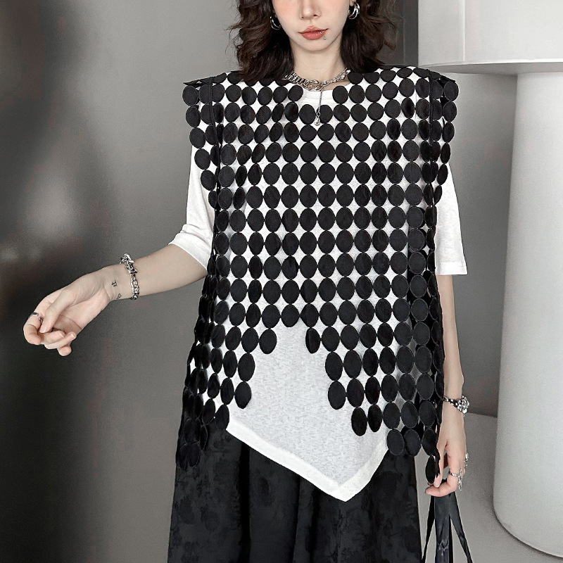Estilo de la calle europea y americana chaleco hueco Chaleco de las mujeres del verano flojo apilado blusa moda estilo occidental chaleco abrigo