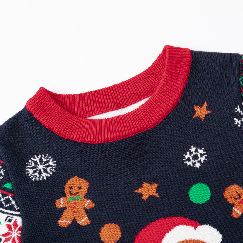 Amazon 2026 nuevos niños europeos y estadounidenses dibujos animados pan de jengibre hombre suéter de Navidad para hombres y mujeres otoño y invierno camiseta de punto image 3