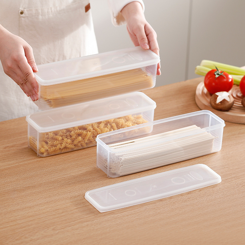 麺箱長方形プラスチック冷蔵庫食品保存ケース密封蓋付きキッチン雑穀食品そうめん収納ケース|undefined