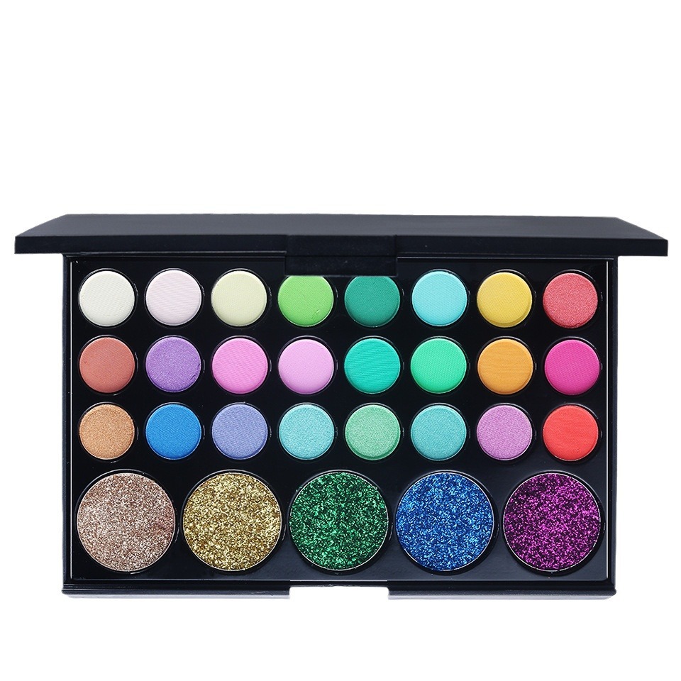 Sombra de ojos a cuadros negros de 40 colores europeos y americanos para maquilladores, polvo no volador, juego de paleta de sombras de ojos de maquillaje de color tierra mate de larga duración