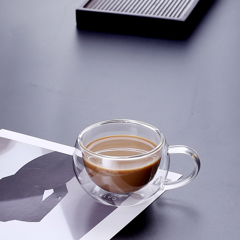 Con hombres y mujeres Oficina transparente taza de agua de vidrio taza de jugo de café creativo doble taza de leche de vidrio