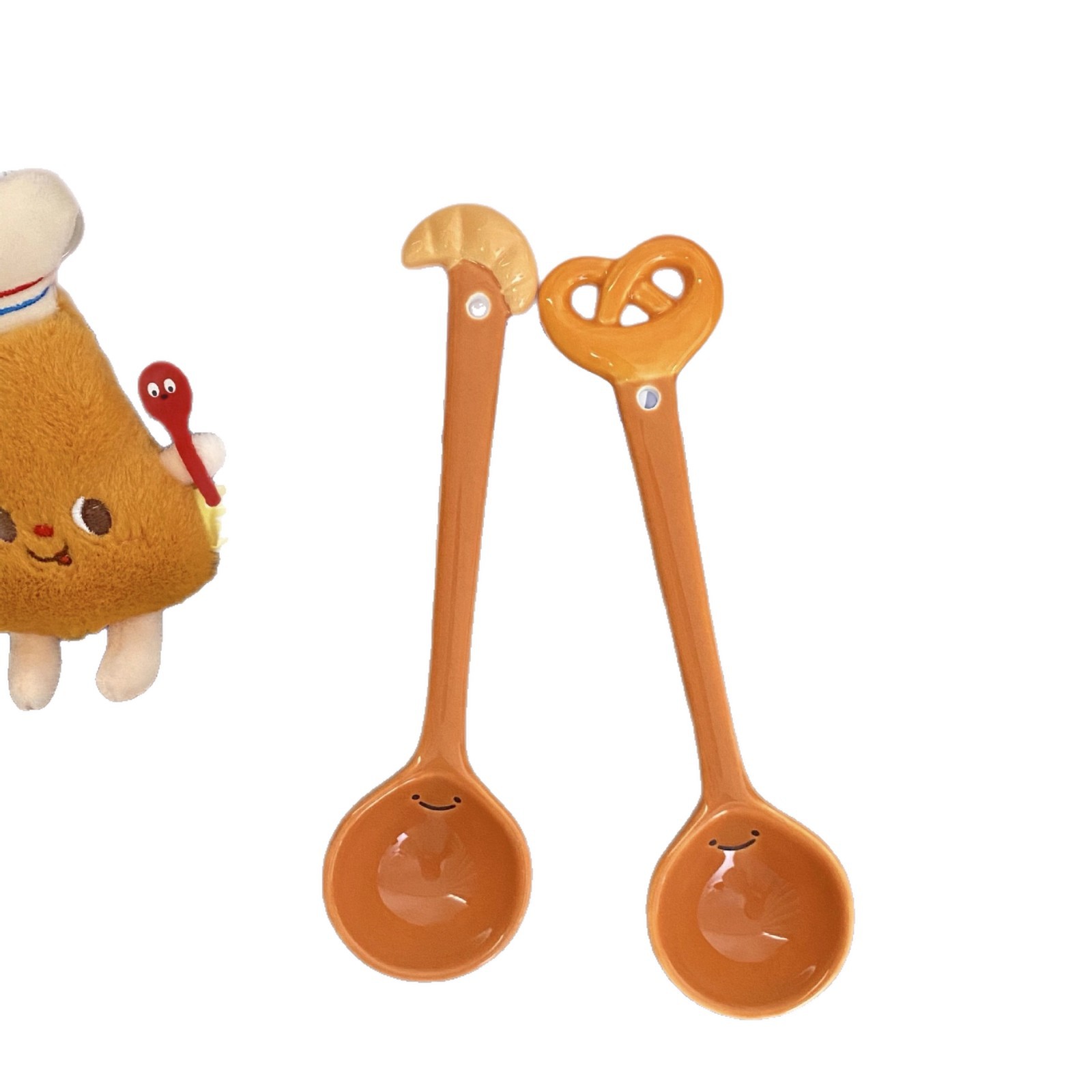 Pan de cerámica de alta calidad, dibujos animados caseros encantadores, cucharas de arroz, cucharas de arroz, cucharas de boca redonda