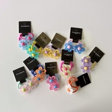 韩版新款彩色镂空花朵发圈小号女童皮筋可爱撞色对扎头绳宝宝饰品
