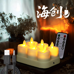 欧美跨境新品 led电子蜡烛灯遥控婚礼惊喜装饰小创意礼品仿真充电