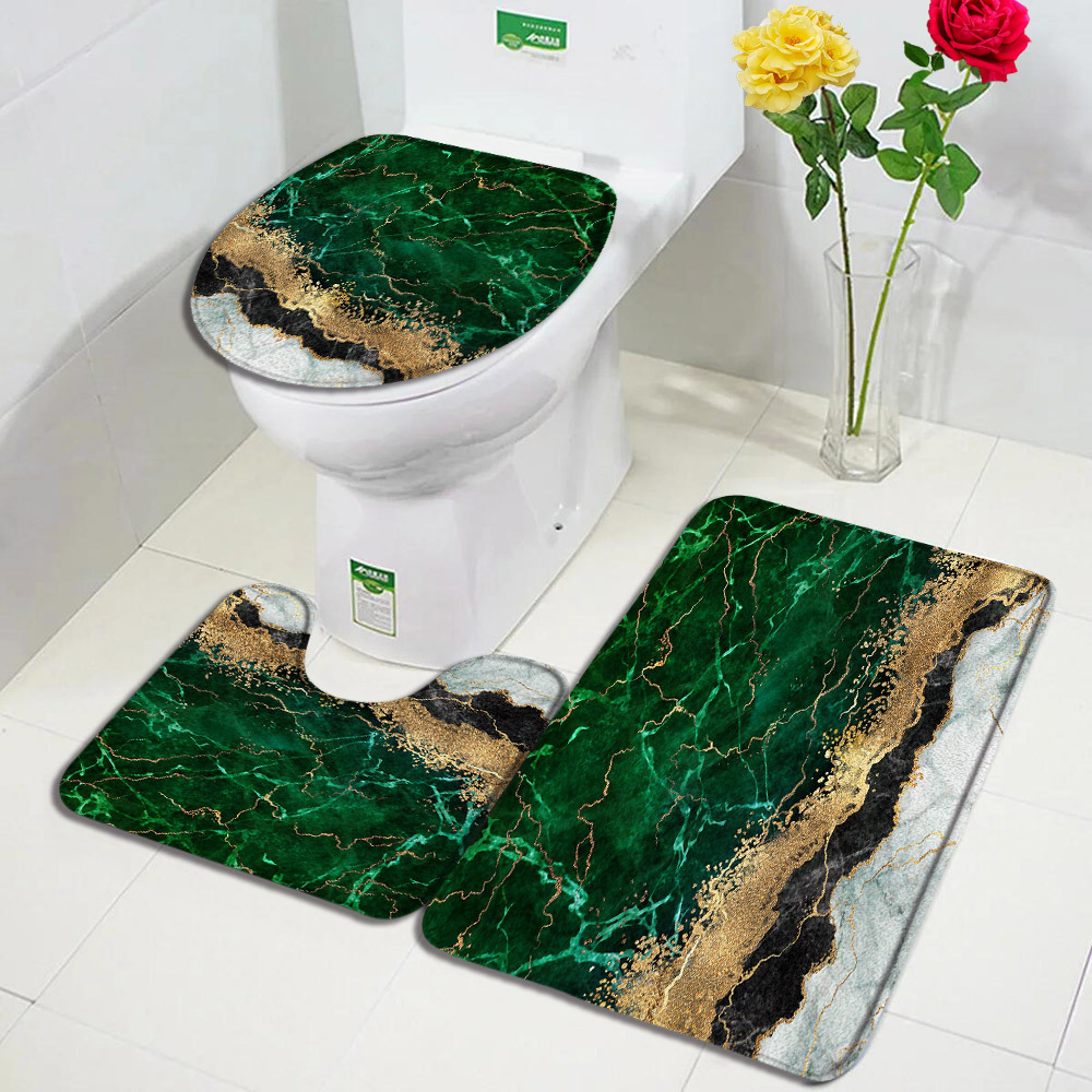 Baño transfronterizo de tres piezas aislante de frío absorción de agua alfombra de franela resistente al desgaste y sucia fácil de cuidar alfombra antideslizante de decoración doméstica