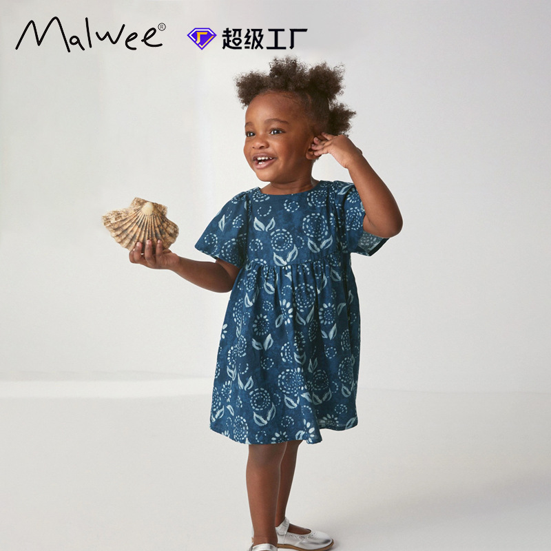 Cross-border malwee children's princess skirt summer new European and American children's round neck short sleeve western girl skirt