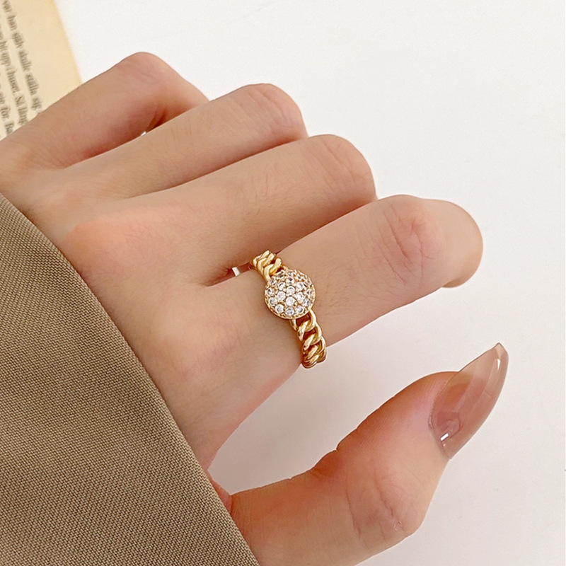 Fashion Round Copper Inlay Artificial Diamond Rings 1 Piece