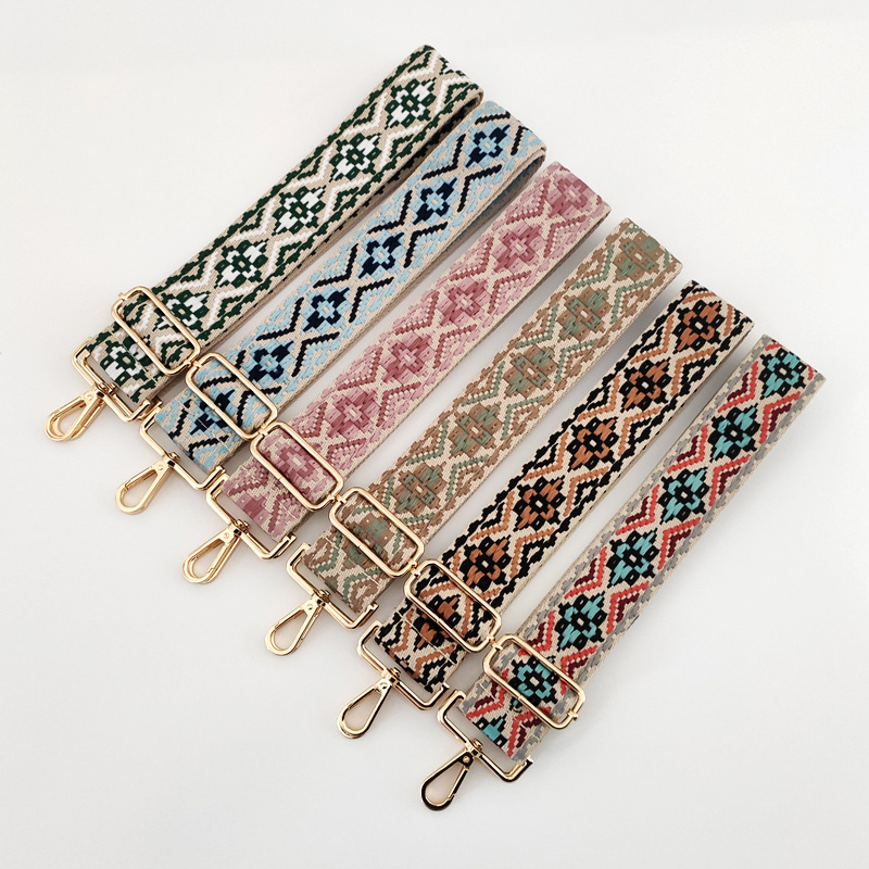 New Color Ethnic Style Jacquard Wide Shoulder Strap Shoulder Messenger Bag Accessory Strap Burden Reduction Long Strap Thickened Bag Strap display picture 2