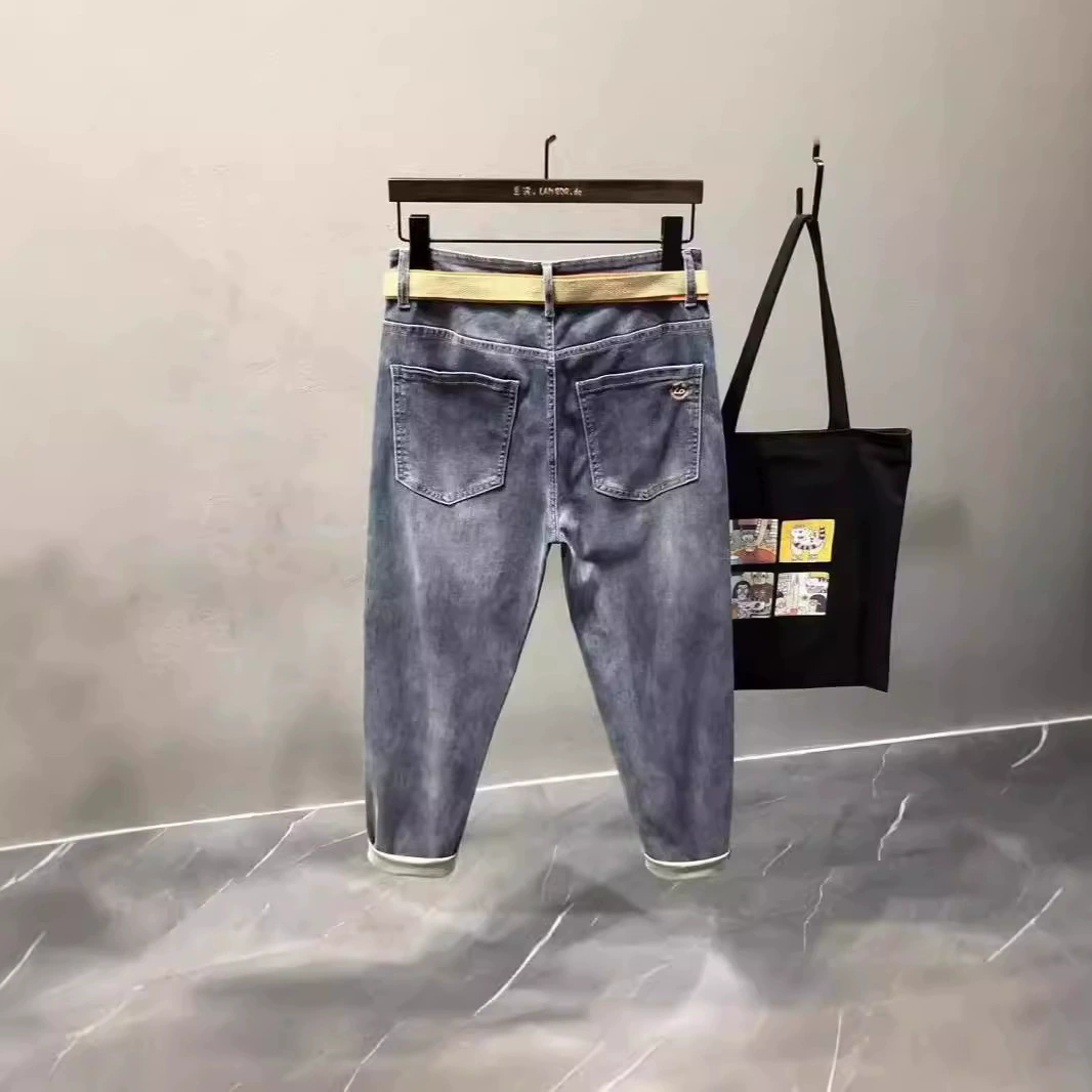 Джинсовые элитные джинсы весна, эластичные casual штаны, тренд сезона, узкий крой