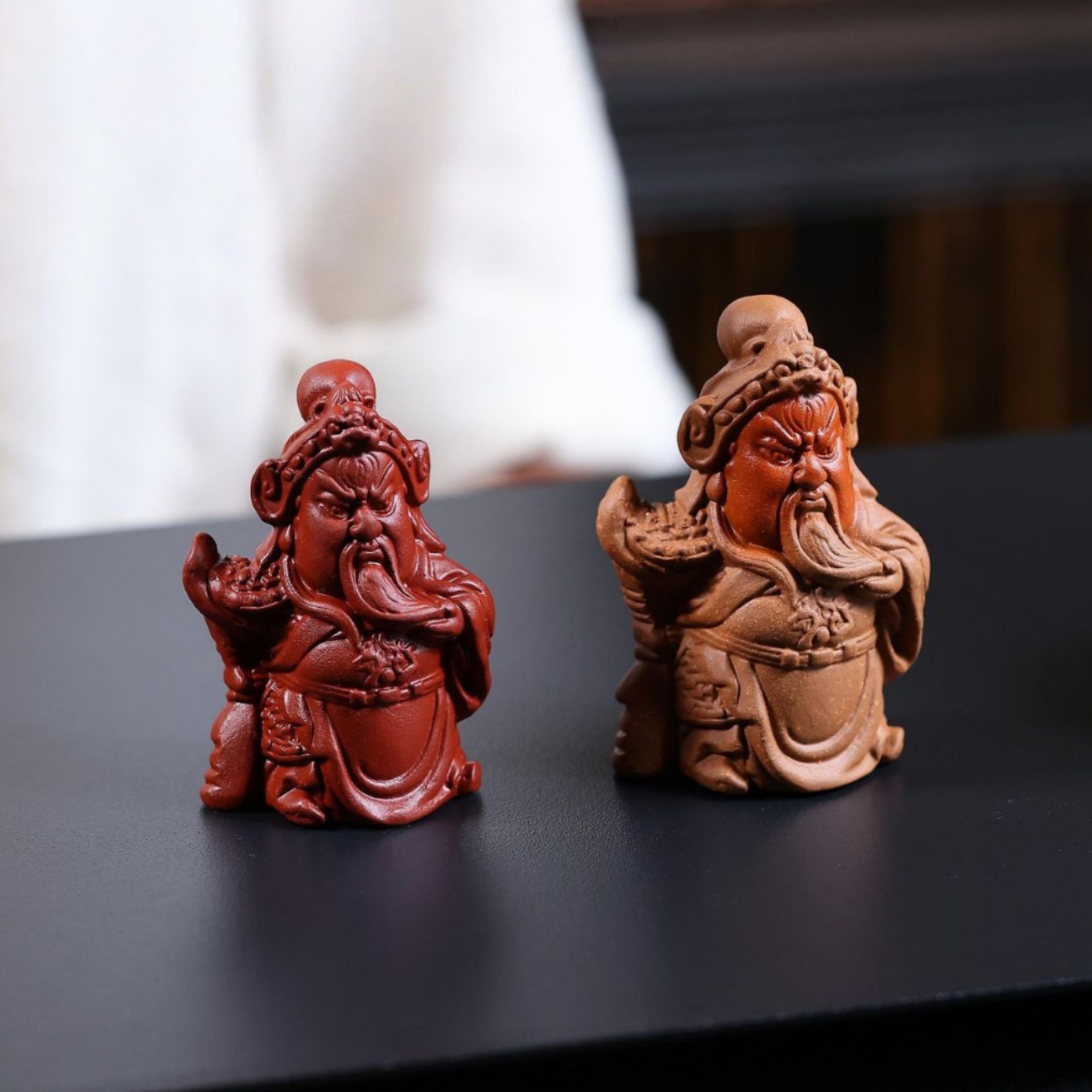 紫砂关二爷关公茶宠原矿段泥中式武财神摆件精品雕塑桌面装饰茶玩