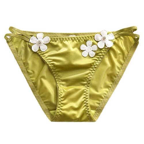 Overflowing sexy, high-cut thin-strap pure lust underwear for women, silky embroidered flower-decorated low-waist briefs for women