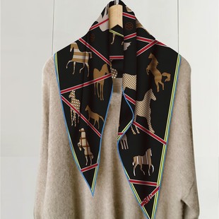 2025 Spring and Autumn New Korean Style Narrow Long Diamond Scarf Ribbon Scarf Matching Shirt Decorative Scarf Thin Style