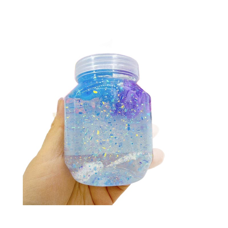 Color de barro de cristal con sequinilla colorido mezcla con goma espumante dibujos animados descomprimidos juguetes para niños Slime al por mayor