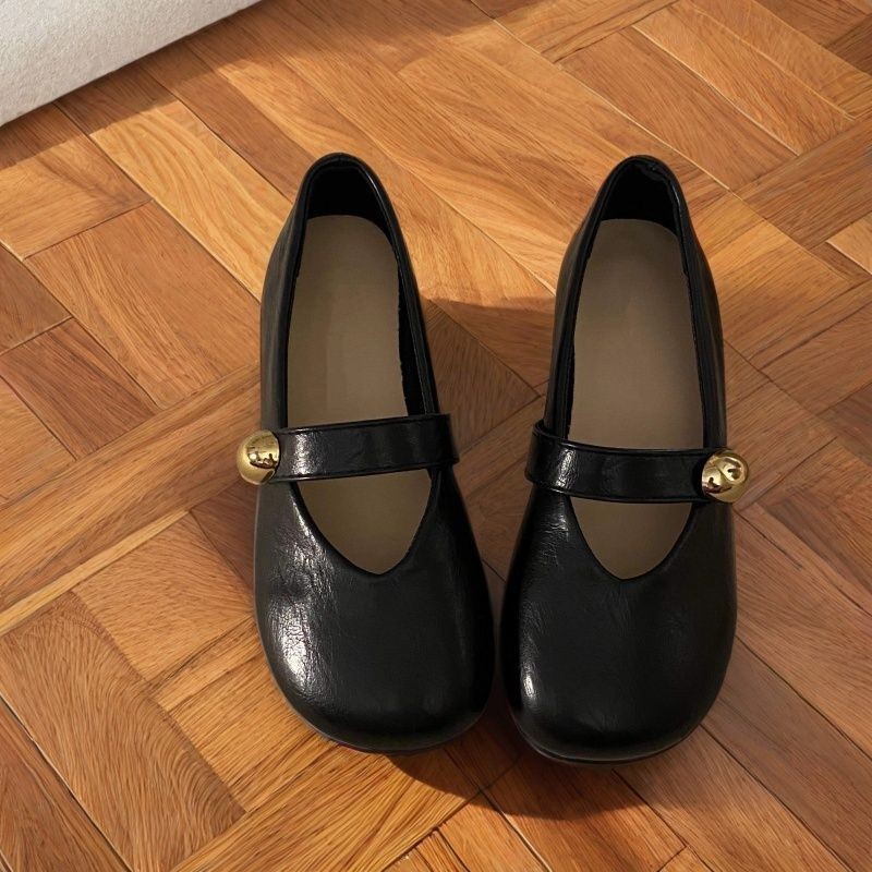 Zapatos franceses superficiales de un solo pie de verano 2026 nuevos zapatos Bean con cabeza redonda plana zapatos Mary Zhen