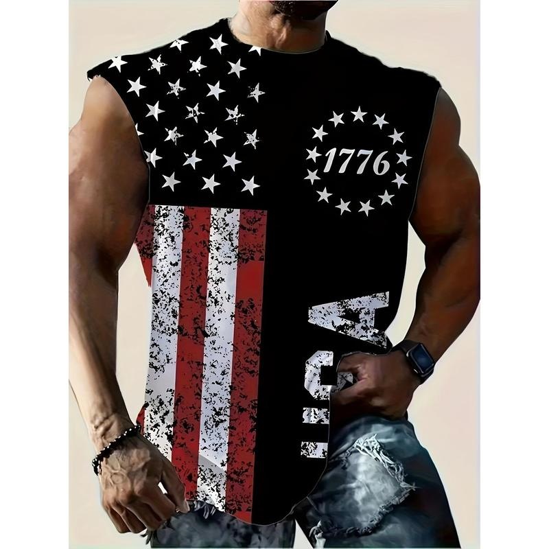 W 49185 Men's Sleeves 3D Print Vest Men's Printed Vest